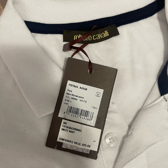 Roberto Cavalli Men Cotton White Polo Sz L - Picture 4 of 8